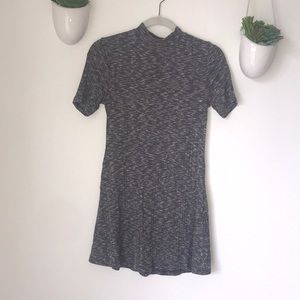 Ribbed marble mock neck mini skater dress